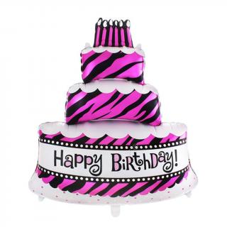 Fóliový balón torta Happy Birthday ružová 80 cm