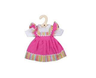 Hračka Bigjigs Toys Ružové šaty s pruhovaným lemovaním pre bábiku 34 cm