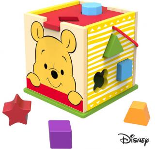 Hračka Disney baby Winnie dřevěná kostka s vkladacími tvarmi