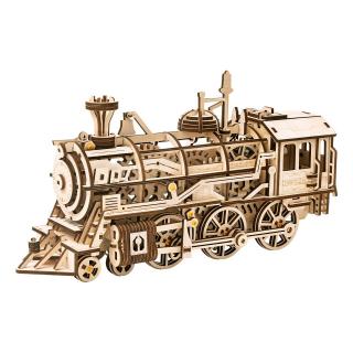 Hračka Robotime 3D drevené mechanické puzzle Parná lokomotíva