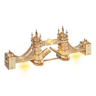 Hračka Robotime dřevěné 3D puzzle most Tower Bridge svítící