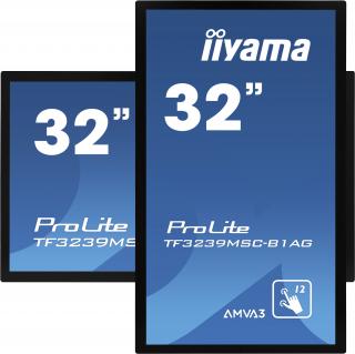 IIYAMA 32  iiyama TF3239MSC-B1AG: AMVA, FullHD, capacitive, 12P, 500cd/m2, VGA, HDMI, DP, 24/7, IP54, černý