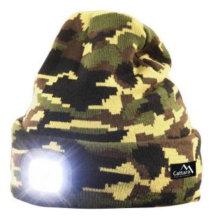 LED čelovka Cattara čiapka ARMY s LED svietidlom USB nabíjanie