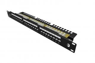 Patch panel Solarix SX24L-6-UTP-BK-N UTP cat.6 24p. 1U,vyvazovací lišta, černý