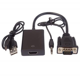 Prevodník VGA+audio elektronický konvertor na rozhranie HDMI FULL HD 1080p