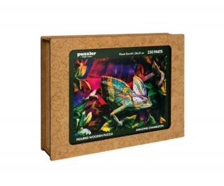 Puzzle drevené, farebné - Úžasný chameleón