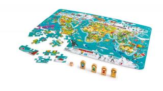 Puzzle Hape detské - Mapa sveta 2 v 1