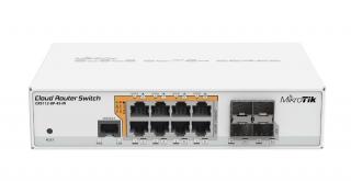 Switch Mikrotik CRS112-8P-4S-IN with QCA8511 128MB, 8xGLAN w PoE-out, 4xSFP, ROS L5, desktop case, PSU