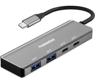 USB hub USB-C na 2x USB 3.2 C + 2x USB 3.2 A 5G SuperSpeed, hliníkový