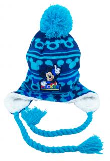 Chlapčenská čiapka s brmbolcom Mickey Mouse 52 cm, Svetlo modrá