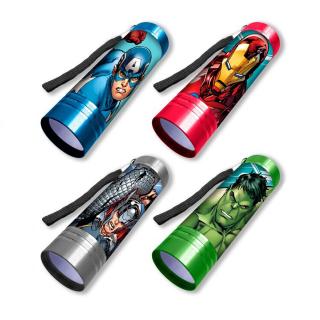 Detská hliníková LED baterka Avengers Červená