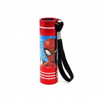 Detská hliníková LED baterka Spider-man Červená