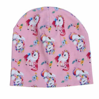 Dievčenská bavlnená čiapka Unicorn 52 cm, Svetlo ružová