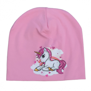 Dievčenská bavlnená čiapka Unicorn 54 cm, Ružová