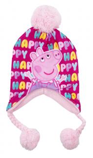 Dievčenská čiapka s brmbolcom Happy Peppa Pig 52 cm, Ružová