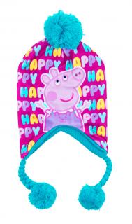 Dievčenská čiapka s brmbolcom Happy Peppa Pig 52 cm