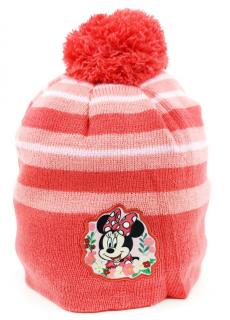 Dievčenská čiapka s brmbolcom  Minnie mouse  - červená 52 cm