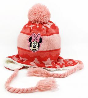 Dievčenská čiapka s brmbolcom  Minnie mouse  - ružová  52 cm