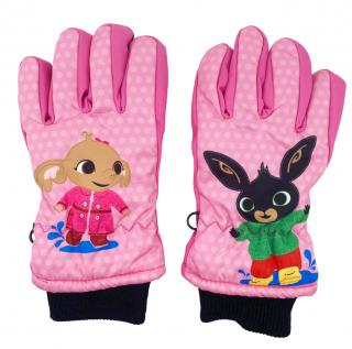 Dievčenské lyžiarske rukavice Bing 3–4 roky, Svetlo ružová