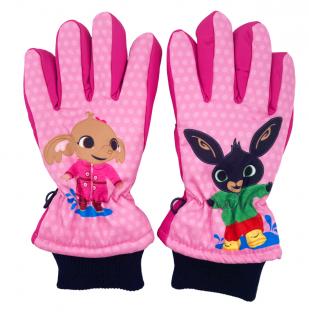 Dievčenské lyžiarske rukavice Bing 5–6 rokov, Tmavo ružová