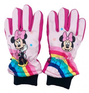Dievčenské lyžiarske rukavice Minnie Mouse 7–8 rokov, Tmavo ružová