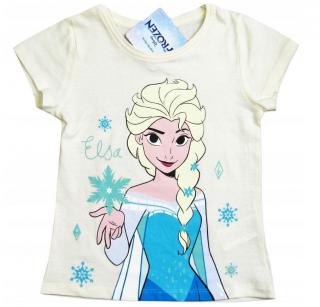 Dievčenské tričko Frozen s Elsou - Ľadová elegancia pre malé princezné 104 / 3–4 roky, Biela