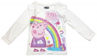 Dievčenské tričko s dlhým rukávom Rainbow Peppa Pig 110 / 4–5 rokov, Biela