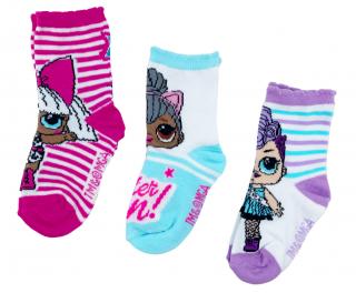 Dievčenské vysoké ponožky Glitter on LOL - 3 ks 23–26
