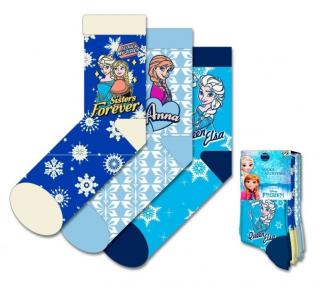 Dievčenské vysoké ponožky Sisters Frozen - 3ks v balení tyrkysová 23–26