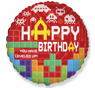 Fóliový balón 18  - Happy Birthday Tetris