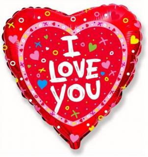 Fóliový balón červené srdce 18  - I Love you
