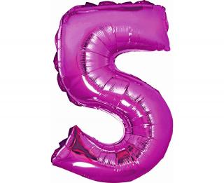Fóliový balón číslo 5 malý - fialová - 35 cm