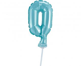 Fóliový balón na tortu číslo 0 - modrá - 13 cm