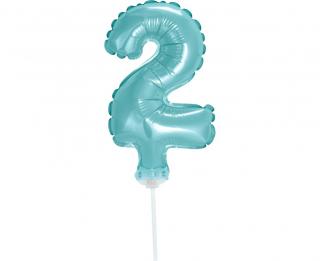 Fóliový balón na tortu číslo 2 - modrá - 13 cm