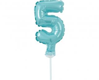 Fóliový balón na tortu číslo 5 - modrá - 13 cm