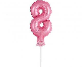 Fóliový balón na tortu číslo 8 - ružová - 13 cm