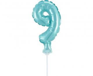 Fóliový balón na tortu číslo 9 - modrá - 13 cm
