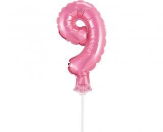 Fóliový balón na tortu číslo 9 - ružová - 13 cm