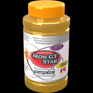 IRON GT STAR, 60 tab. - Železo, kyselina listová, vitamín C a B12
