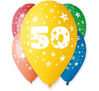 Latexové balóny číslo 50 mix farieb - na hélium - 5 ks