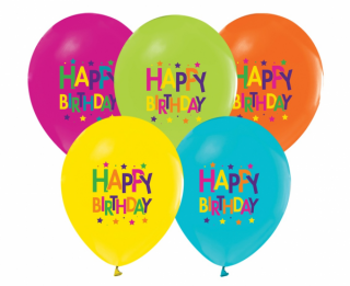 Latexové balóny Happy Birthday Hviezdičky - 5 ks