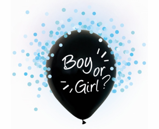 Latexové balóny na hélium Boy or Girl modré konfety 12  - 4 ks