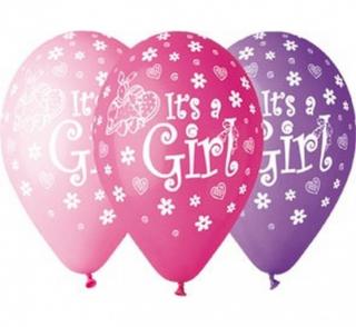 Latexové balóny na hélium It's a Girl - 5 ks