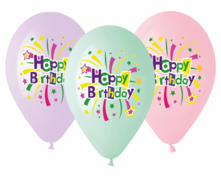 Latexové balóny na hélium Sparkle Happy Birthday 13  - 5 ks