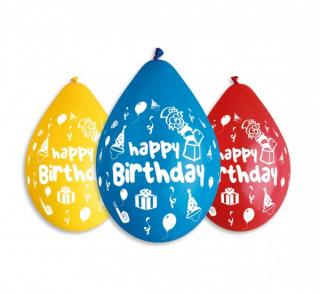 Latexové balóny na vzduch Happy Birthday Darčeky - 5 ks