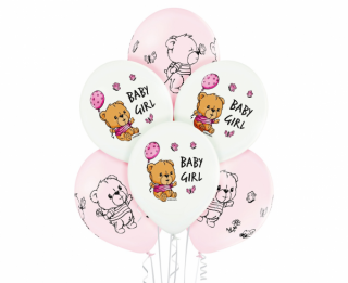 Latexové balóny Teddy Baby Girl 12  - 6 ks