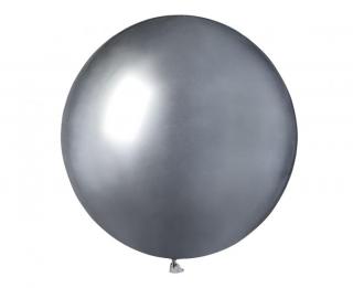 Latexový balón Shiny 19  / 48 cm - strieborná