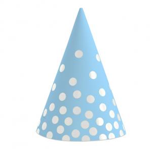 Papierové klobúčiky Modré s guličkami - 6 ks