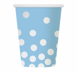 Papierové modré poháre s guličkami - 6 ks / 270 ml