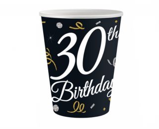 Papierové poháre 30th Birthday - 6 ks / 200 ml